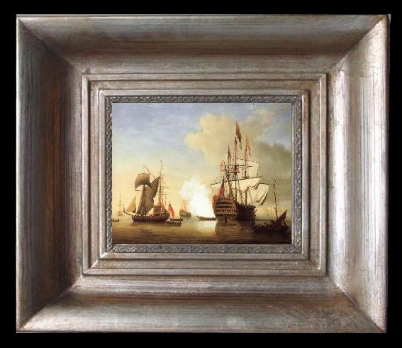 framed  Monamy, Peter Stern view of the Royal William firing a salute, Ta077-2